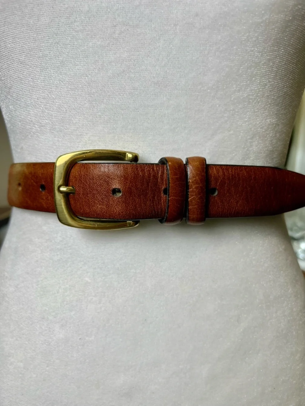Classic Brown‎ Leather Belt with Solid Brass Buckle Size 42/105